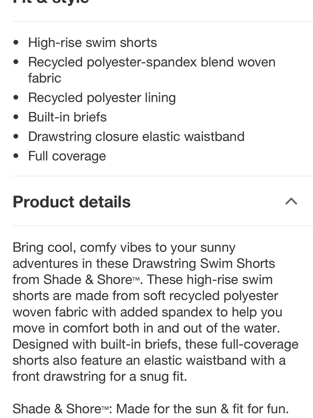 Like new size L Shade and Shore lined swim shorts, high waist. Coverage! - Picture 5 of 11